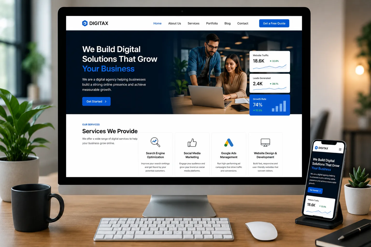 Responsive business website design for startups and businesses