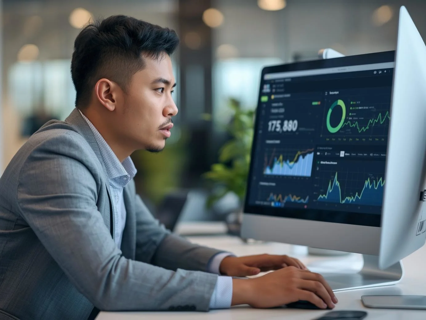 SEO expert analyzing Google rankings and website traffic reports