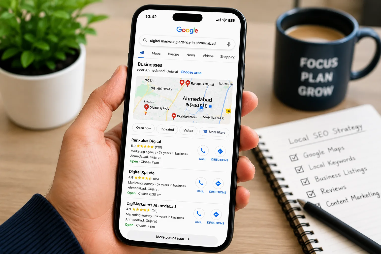 Google Maps local SEO rankings for Ahmedabad businesses