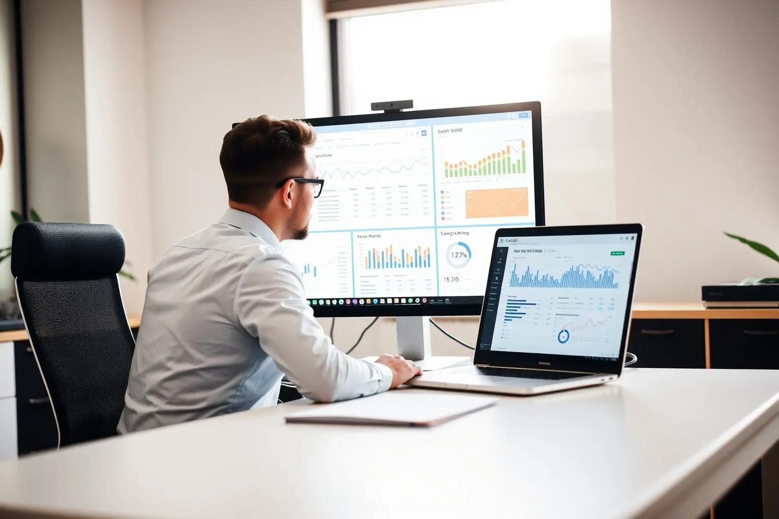 SEO expert analyzing Google rankings and keyword reports